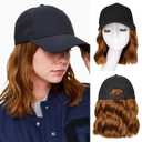 Hat Wigs for Women Baseball Cap with Hair Extensions Short Wave Synthetic baseball Cap Wig for Women Adjustable Hat with Hair Attached for Daily Use(14inch)