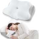 BDEUS Sleep Apnea Pillow, Cervical Neck Pillow for Pain Relief, Ergonomic Side Sleeper Pillow for Adults, Orthopedic Contour Memory Foam Pillow for Neck Support, Anti Snore, Cooling, White