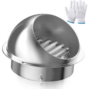 4 Inch Wall Vent Cover, HG Power Dryer Vent Cover Outside with Screen Mesh, Stainless Steel Exhaust Vent, Round Air Vent Covers for Outdoor Ventilation System 95mm, Silver