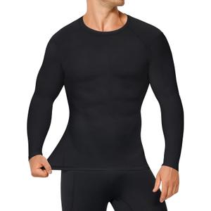 TAILONG Long Sleeve Compression Shirts for Men - Athletic Base Layer Workout Shirt Crew Neck Undershirt (Black, M)