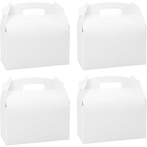 30Pcs 9 Inch Large Gable Gift Boxes, White Party Favor Treat Boxes, Lunch Box with Handles for Birthday Babyshower Wedding Activity Picnic