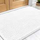 OLANLY Dog Door Mat for Muddy Paws 30x20, Absorbs Moisture and Dirt, Absorbent Non-Slip Washable Doormat, Quick Dry Chenille Mud Mat for Dogs, Entry Indoor Entryway Carpet for Inside Floor, White