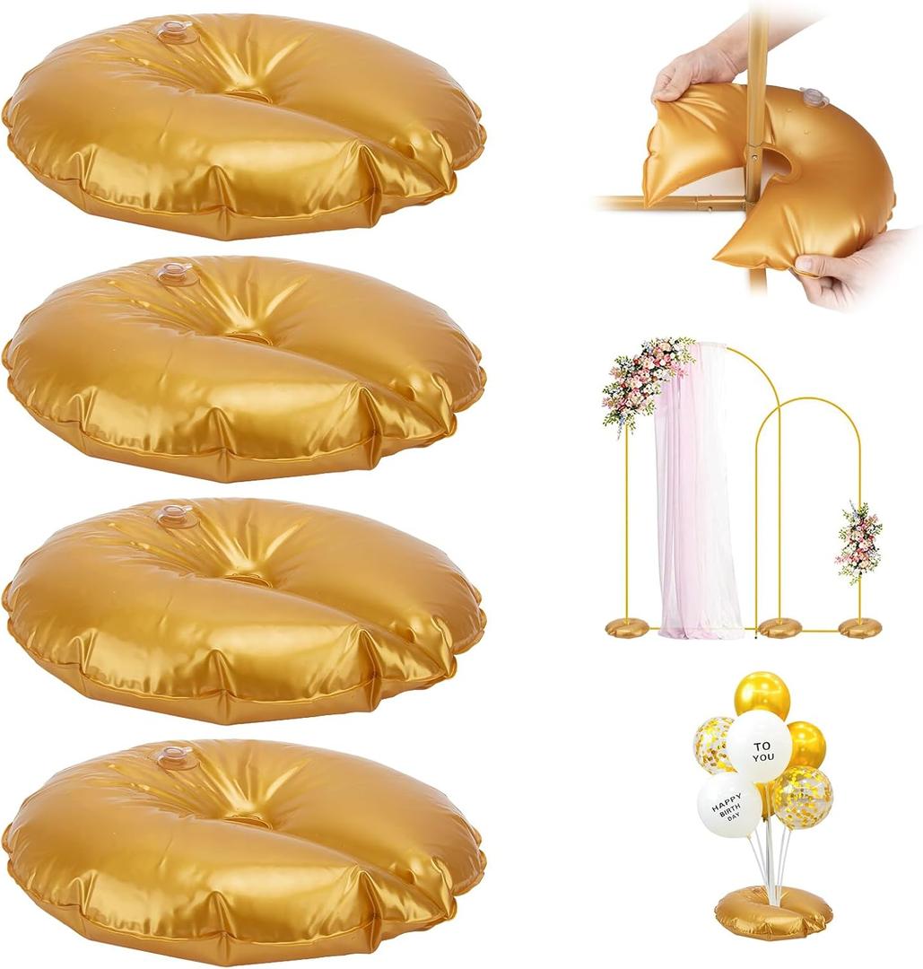 2 Pieces Golden Water Bag for Arch Stands Base, Heavy Weight Water Bag for Wedding Birthday Party Arch Backdrop Stand, Metal Arch Frame Base, Thickened Water Fillable Base (Upgrad 2.0