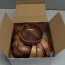 Skylety 10 Pcs Acacia Wooden Bowls Small Calabash Bowls Round Wood Salad Hand Carved Calabash Dip Tray for Serving Popcorn Pasta Coconut Nuts Sauce Appetizers Home Kitchen (4 Inch)