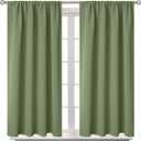 BGment Short Blackout Curtains 40 Inches Length - Rod Pocket Thermal Insulated Room Darkening Window Drapes for Kitchen Bedroom Bathroom, Olive Green, 2 Panels, 42 x 40 Inch