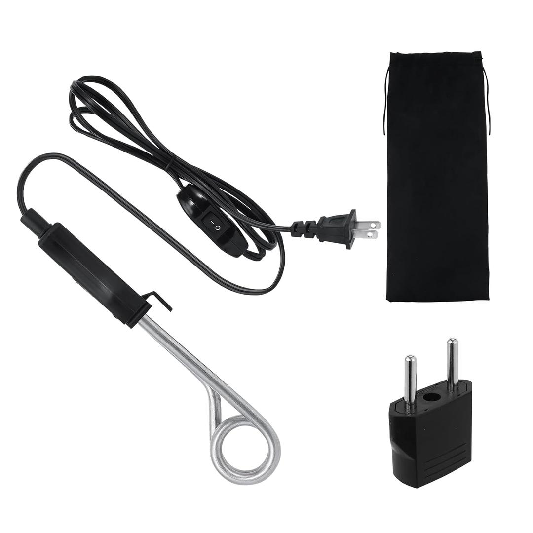 Portable Immersion Cup Mug Water Heater Traveling/Camping Accessories - 300W with On/Off Switch - 120/240V Dual Voltage Travel Adapter - Electric Kettle Alternative - Warmer for Tea Coffee Hot Drinks