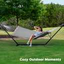 SUPERJARE Hammock with Stand, 2 Person Quilted Outdoor Hammock, Detachable Pillow & Bamboo Spreaders, Portable Hammock with Carrying Bag, Heavy Duty Stand, Perfect for Outside, Patio, Gray