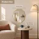 Gold Scalloped Mirror, 24'' Round Wall Mirrors Wavy Wood Framed for Bathroom Nursery Bedroom Living Room Entryway, Decorative Modern Wall Decor