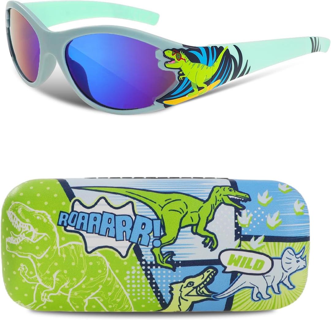 Kids Sunglasses Boys Eyeglasses UV Protection Toddler Sunglasses with Case for Holidays Beach Party Gifts