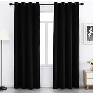 SPXTEX Black Velvet Curtains - Grommet Top, 84 Inch Long, Thermal Insulated, Light Filtering, Set of 2 Panels