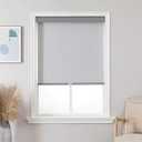 Joydeco 100% Blackout Roller Shades Cordless Blinds for Windows, Free-Stop Shades, UV Protection, Natural Woven Blinds for Home and Office, Light-Proof Aluminum Cover (Gray, 32" W x 75" H)