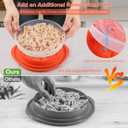 3 x 3rd Gen Chicken Shredder Tool Twist Large with Detachable Plate for Easy Transfer, Chicken Breast Shredder, Meat Shredder, Strong Anti-Slip Strip Base, Visible Lid, Ergonomic Handle, Dishwasher Safe (Orange)