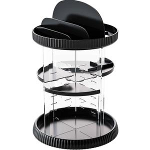 Yieach Rotating Makeup Organizer, Adjustable Spinning Skincare Organizer, Counter Top, Vanity Organizers and Storage for Brush, Perfume, Bathroom Lazy Susan Organizer for Skin Care, Beauty Product, Black