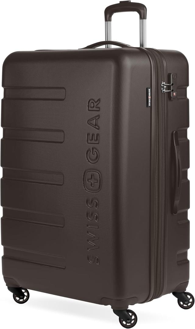 SWISSGEAR Signature Hardside Expandable Checked Large Spinner Luggage, ABS Construction, TSA-Friendly Lock, Chocolate, 27-Inch
