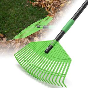 Plastic Rake for Leaves - Upgraded Anti-Break Nylon Head,75" Adjustable Leaf Rake,Gentle on Lawn,Garden,Yard,Grass,Pine Needle,Shrub,Lightweight for Women,Seniors,Kid,Gardening Camping Use