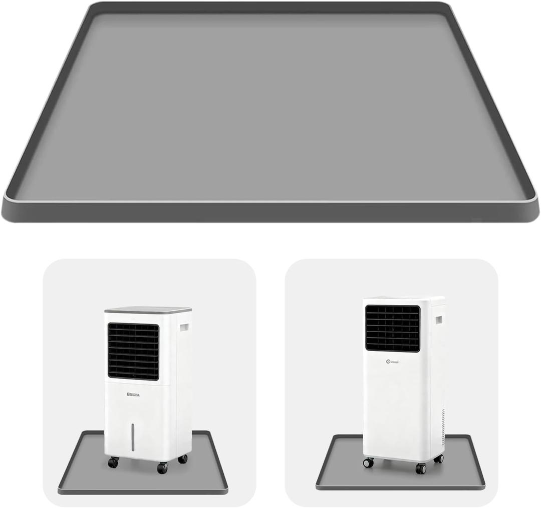 Portable Air Conditioner Silicone Drip Mat, 23.6''x19.7''x0.78'' Portable AC Drip Pan,Under Portable AC Drip Tray with Raised Edge,Spill-Proof- Ideal for Ice Makers, Humidifiers, Dehumidifier- Grey