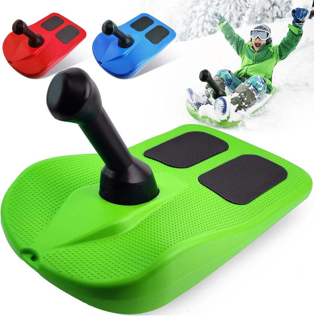 Snow Sleds for Kids and Adult, Kids Sledding Snowboard with Handle, Lightweight Compact Scooter Snowboard, Cold Resistant Handle Sled Downhill Slide Snow Skateboard for Outdoor Winter Fun