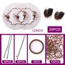 225PCS Hair Nets Set-20 Invisible Hair Nets (12inch) Brown Hair Nets for Dance,Dance Stuff with 100 Bobby Hair Pins,100 Elastic Bands and 5 Hair Ties,Brown 12inch
