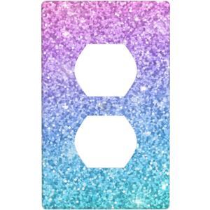 Outlet Covers Pink Blue Glitter Wall Plates 1-Gang Duplex Receptacle 4.5 X 2.76 Inch 1 Pack
