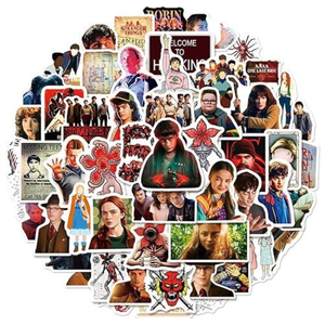 50pcs Stranger Movie Season 5 TV Stickers for Kids Teens Girls Adult, Waterproof Vinyl Things Movie Decal for Water Bottle Skateboard Guitar Travel Case Bike Laptopr (st) Pack Of 6