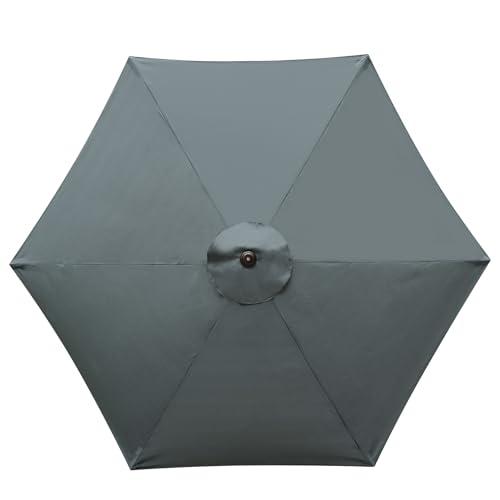 YOUGE OUTDOOR 9 Feet Patio Umbrella Replacement Canopy for 6 Ribs, Market Umbrella Top, Yard Table Umbrella Top Cover,Universal Strong and Thick Umbrella Canopy,Canopy Only (Gray)