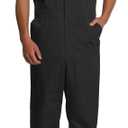 HISEA Coveralls for Men Short Sleeve, Men's Lightweight Mechanic Work Jumpsuit with Pockets, Stain & Wrinkle Resistant, Black, Large