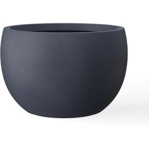 Kante 15.7" Dia Round Concrete Planter, Outdoor/Indoor Large Bowl Plant Pots with Drainage Hole and Rubber Plug for Garden Patio Balcony Home, Charcoal