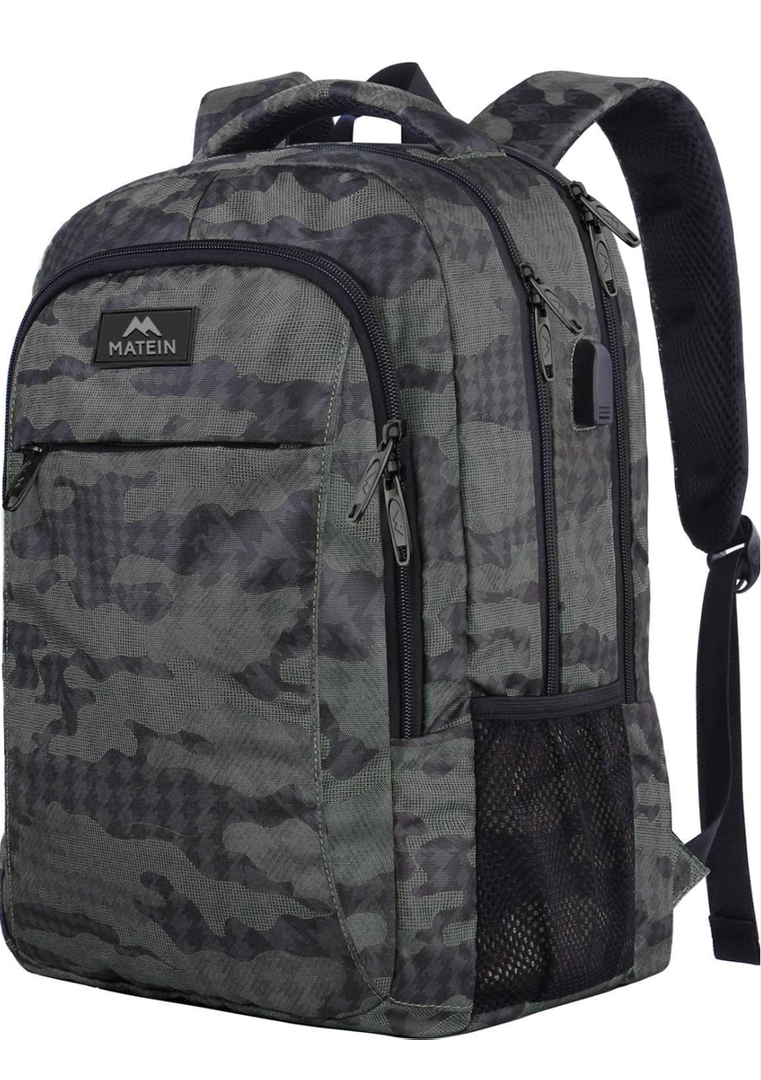MATEIN Travel Backpack with USB, Sturdy College School Backpack for 15.6 Inch Laptop with Anti Theft Pocket for Women & Men, Slim Lightweight Laptop Bag Computer Bookbag Daypack for Adult Teens Gift