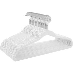 TIMMY Non-Slip Velvet Hangers - Suit & Coat (50-Pack) Ultra Thin Space Saving Heavy Duty Hangers Hold Up-to 10 Lbs - White/ Silver
