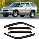 Window Visors for 2000-2006 Chevrolet(Chevy) Tahoe & GMC Yukon (Not fit Yukon XL), Rain Guards Shields Vent Deflector Shade Dark Smoke 2002-2006 Cadillac Escalade, Tape-On, 4PCS