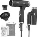 LURA Auto Dual Voltage Hair Dryer for International Travel,Travel HairDryers with Difffuser,Small Portable Blow Dryer for Women Lightweight,Compact Mini Blowdryers with Folding Hand for Kids(Black)