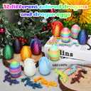 Mini 3D Printed Dragon Eggs with Dragon Inside, Articulated Crystal Dragons 3D Printed Animals Easter Egg Fillers, Easter Basket Stuffers Christmas Fidget Toys Gifts for Kids (12pcs-withoutkeychain)