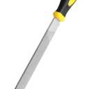 Uaorexplo 8in Flat Hand Metal File, Total 12in Length, Ergonomic Rubberized Handle, Uniform Teeth, Strength High Carbon Steel, perfect for Long Time Use for Trimming, Sharping Metal, Stone, Wood, etc.