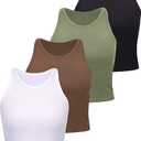 4 Pieces Basic Crop Tank Tops Women Racerback Crop Tops Cotton Sport for Girls Lady Daily Wearing Size M