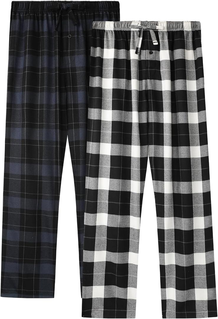 BAMBOO COOL Men's Pajama Bottoms Plaid Pajamas Pants for Men Soft Long Lounge Woven Pj Sleep Pant with Pockets (XX-Large, 2 Pack-c)