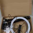 Overhead Phone Mount with Ring Light Phone Holder,10" LED Ring Light for Desk with Stand and Remote for iPhone, Phone Tripod with Light for Video Recording TikTok Live Stream Cooking Kitchen Vlogging