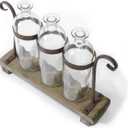 Rustic Flower Vase Set with Rack Stand Farmhouse Glass Bottles for Decor Table centerpieces