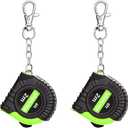2 pc Small Tape Measure Mini Measuring Tape 6ft 2M, with Swivel Snap Hook, Green & Black