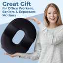 5 STARS UNITED Donut Pillow Hemorrhoid Tailbone Cushion Large Floor Cushion for Pain Relief Coccyx, Prostate, Sciatica, Pelvic Floor, Pressure Sores, Pregnancy, Postpartum Recovery, Arctic Black