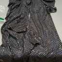 WDIRARA Women's Sequin Sparkle Pants Elastic Waist Wide Leg Party Club Trousers (X-Large, Black)