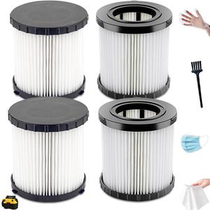 4 Pack DCV5801H HEPA Replacement Filters Compatible with DEWALT DCV580, DCV581H, DCV5801H Wet/Dry Vacuum, Washable & Reusable Vacuum Filter for 20V MAX Cordless Vacuums