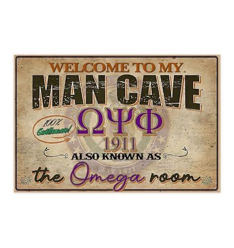 Welcome to My Man Cave 1911 Also Known As The Omega Psi Phi Room Yard Sign Metal Poster Home Living Aluminum Decor Wall Art Poster 12x16 Inch