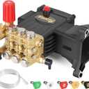 TOOLCY Pressure Washer Pump 3600-4200 PSI Max, Replacement Pump 4 GPM, Triplex Plunger, Horizontal 1" Shaft Gas Power Washer Pump with Pressure Adjustment Unloader & Chemical Injection, Direct Drive
