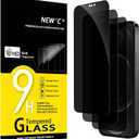 10 x NEW'C Pack of 3 Anti-Spy Tempered Glass Screen Protector for iPhone 12 Pro Max (6.7 Inches) - Effective Scratch-Resistant - Bubble-Free - Ultra Resistant - 9H Hardness Glass, Transparent/Green