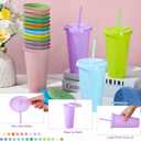 Dandat 24 Pcs Tumblers Bulk 24 oz Plastic Tumblers with Lids and Straws Reusable Skinny Cups Plastic Tumbler Bulk Colored Cups with Lids and Straws for Parties Birthday Gifts (Colorful)
