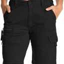 Womens Hiking Cargo Shorts Safari Cotton Lift The Buttocks Quick Dry Pants for Women Zip Pockets Outdoor Clothes (Black, XXXL)