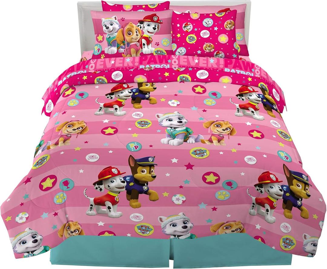 Paw Patrol Girls Kids Bedding Super Soft Comforter And Sheet Set With Sham, 7 Piece Full Size, (Official) Nickelodeon Product By Franco