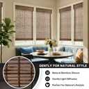 LazBlinds No-Drill Cordless Roman Shade - Light Filtering Natural Wood, Easy Install Bamboo Blind for Windows 29.5" W x 64" H, Malay Walnut