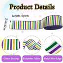 2 x Mardi Gras Ribbons Bows for Wreath, 2.5 Inch 10 Yards Glitter Gold Green Purple Stripes Ribbon Fat Tuesday Holiday Craft Wired Edge Ribbons for Gift Wrapping Mardi Gras Party Decorations (Style 3: Stripes)