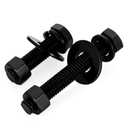 3/8-16 x 4 Hex Head Screws Bolts, Nuts, Flat & Lock Washers, Fully Threaded, Stainless Steel 18-8, Black Finish, 4 Sets